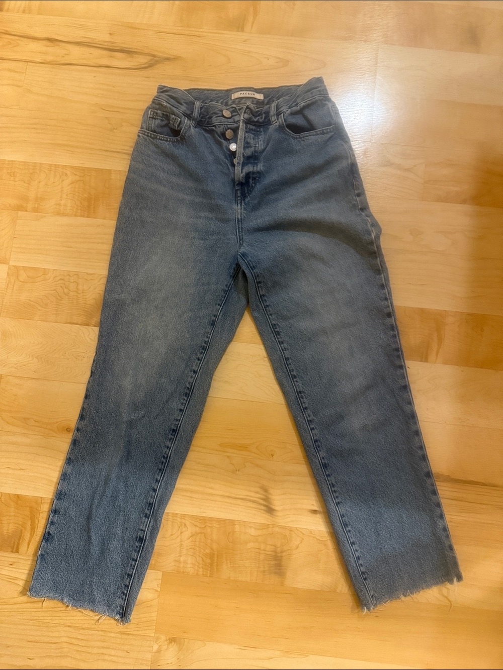 PacSun High-Rise Gray Button-Fly Mom Jeans
